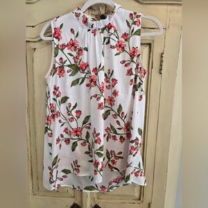 Ann Taylor Floral Blouse - White and Pink